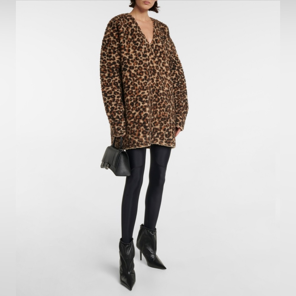 NWT: Balenciaga Oversized Brown Leopard Knit Wool Blend Sweater